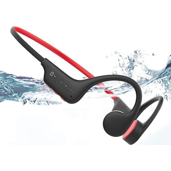 BADENBURG Bone Sound Swimming bezvadu austiņas, Open Ear Bone Conduction Bluetooth 5.3 sporta austiņas IP68 ūdensizturīgs, ar 16GB atmiņas karti, MP3 režīms, peldēšana, treniņi, skriešana (melnā krāsā)