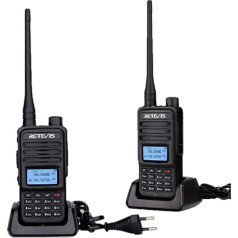 Retevis RT85 Dual Band Walkie Talkie with Long Range, 200 Channels DTMF FM 2-Way Radio, 1400 mAh Rechargeable Walkie Talkies for Hunting, Hiking (Black, Pack of 2)