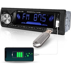 Hikity 1 Din automašīnas radio ar Bluetooth brīvroku komplektu, dubultu BT savienojumu, MP3/FM atskaņotāju ar SD/AUX/2USB un tālvadības pulti, 7 krāsas, 4 x 60 W pastiprinātāju