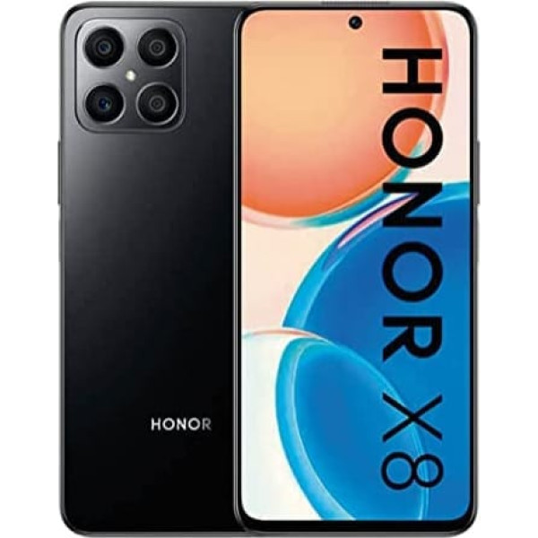 Honor X8 viedtālrunis, 6+128 GB mobilais tālrunis, 6,7 collu LCD displejs ar 90 Hz, profesionāla kamera ar 64 MP, 4000 mAh akumulators, ātra uzlāde, NFC dubultā SIM karte, GMS