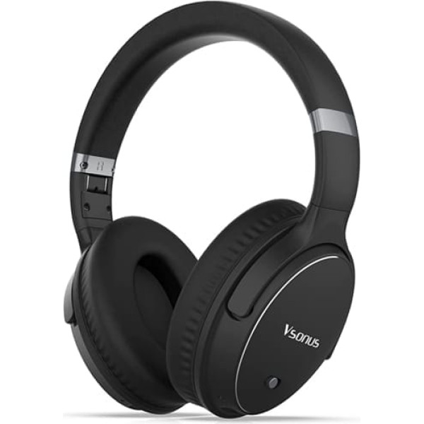 Vsonus H51 aktīvās troksni slāpējošas austiņas, bezvadu austiņas aiz auss, Bluetooth trokšņu slāpēšanas 5.0, salokāmas, 30 stundu atskaņošanas laiks, ērti ausu spilventiņi, lidmašīnām, ceļojumiem, mājas birojam