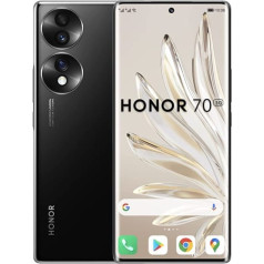 Viedtālrunis Honor 70, mobilais tālrunis 5G, atbloķēts bez SIM kartes, 8 + 256 GB, 54 MP trīskāršā aizmugures kamera, 120 Hz 6,67 collu OLED izliekts ekrāns, Android 12, 4800 mAh pusnakts melns