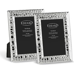 EDZARD Gubbio 2 foto rāmju komplekts fotogrāfijām 13 x 18 cm Elegants, sudrabots, aptraipīšanas izturīgs ar samta pamatni un 2 pakaramiem