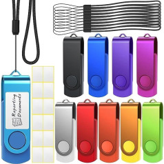 USB zibatmiņa 1 GB USB 2.0 atmiņas karte Uflatek zibatmiņas diska komplekts, kurā ir 10 pagrieziet zibatmiņas kartes Metāla zibatmiņas disks Daudzkrāsains zibatmiņas disks Ārējā datu krātuve