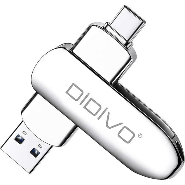 DIDIVO USB C Stick 512 GB USB C Flash Drive 2 in 1 USB 3.0 Type C Memory Stick OTG USB Stick Pen Drive External Memory for USB-C Smartphones, Tablets, New MacBook, Laptops, PC (512 GB, Silver)