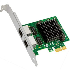 GLOTRENDS Dual Port 10/100/1000Mbps Gigabit PCI-E NIC tīkla karte personālajam datoram, RTL8111H mikroshēma, PCI Express X1, RJ45 LAN ports, savietojams ar Windows Server/Linux/VMware (LE8202)