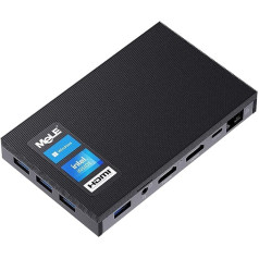Mele Quieter2 Mini PC Celeron eMMC mini dators bez ventilatora ar Windows 10 Pro 4K divu ekrānu izvadi, dubultu WiFi, Gigabit Ethernet, BT4.2 (8G+128G/Win10 Pro J4125)