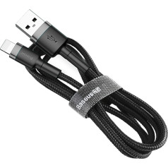 Прочный гибкий кабель USB-шнур Iphone Lightning QC3.0 2.4A 0.5M Black and Grey