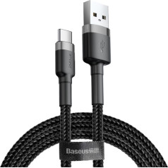 Izturīgs elastīgs kabelis USB kabelis USB-C QC3.0 2A 2M melns un pelēks