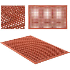 Нескользящий ажурный резиновый коврик придверный 153 x 92 x 1 см красный