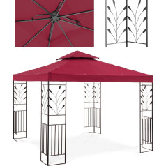 Dārza paviljona lapene ar ornamentu salocīts 3 x 3 x 2,6 m sarkanvīns