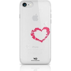 White Diamonds Lipstick Heart Aizmugurējais Plastikāta Apvalks ar Swarovski Kristāliem Priekš Apple iPhone 6 / 6S Caursīdīgs