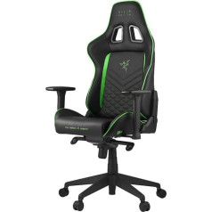 Razer License Tarok Pro Edition krēsls by Zen, spēļu krēsls, melns/zaļš, PU (poliuretāns) āda, 70 x 54 x 136 cm (P x D x A)