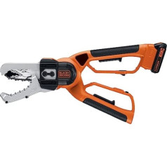 Black+Decker 18 V Alligator Cordless Loppers (18 V, 2.0 Ah, 15 cm Blade Length, up to 100 mm Diameter, Patented Clamping Jaws, Wireless for Maximum Freedom when Woodcutting, Includes Battery and Charger)