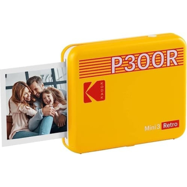 Kodak Mini 3 Retro Square (Polaroid) tūlītēji attēli augstākās kvalitātes kvalitātē, drukāšana, atrodoties ceļā, ar mobilo tālruni, mobilais fotoattēlu printeris viedtālrunim (iPhone un Android), pārnēsājams Bluetooth printeris