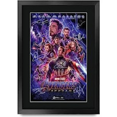 HWC Trading Avengers Endgame A3 ierāmēts ar parakstu, drukāts ar autogrāfu attēlu, izdrukāt fotoattēlu, parādīt dāvanu Marvel Captain America Ironman Thor filmu faniem