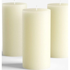 Melt Candle Co. Statņu sveces lielas (3 komplektā) — bez smaržas baltas sveces mājsaimniecībai, svinībām, dekorēšanai — maz dūmu — 15 cm augsts, 7,5 cm diametrs — degšanas laiks 70 stundas