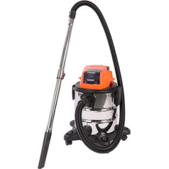 Yard Force 20 V Wet / Dry Vacuum Cleaner LW CVC1 with 20 V / 4.0 Ah Lithium-Ion Battery, 20 Litre Stainless Steel Container, Stainless Steel, Silver, 200 W, 20 Litres