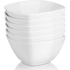 DOWAN graudaugu bļodas, 770 ml, kvadrātveida zupas bļodas, porcelāna servēšanas trauki uzkodām/salātiem/makaroniem/desertajiem/ievārījumiem, izturīgi pret šķeldām, trauku mazgājamā mašīnā un mikroviļņu krāsnī drošs komplekts pa 6 |