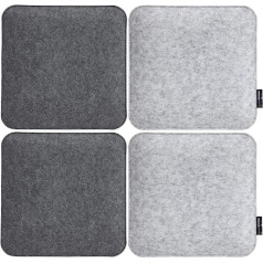 DuneDesign Set of 4 Square Felt Seat Cushions 35 x 35 x 3 cm Soft 2-Tone Grey