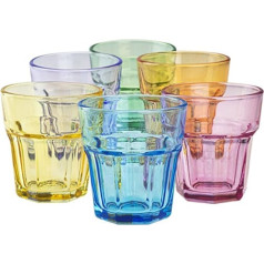 TREND FOR HOME Dzeramās glāzes 230 ml 6 Krāsainu glāžu komplekts Dzeršanas glāzes Ūdens glāzes Kokteiļu glāzes Bezalkoholisko dzērienu glāzes Gigi Rainbow Blast