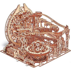 Wood Trick Galaxy Marble Run 3D koka puzles pieaugušajiem un bērniem konstruēšanai — 15 x 12,6 collas — koka modeļu komplekti pieaugušajiem un pusaudžiem.