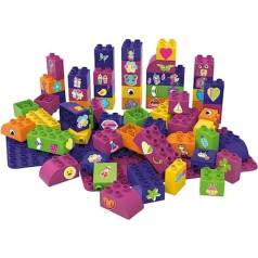 BIOBUDDI Coloured Building Blocks with Pictures for Girls, 60 Pieces, 2 Plates, 100% Compatible with Lego & Duplo, Climate Neutral Made in EU (Netherlands), 85% Bioplastic, BB-0009