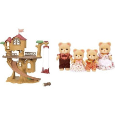 Sylvanian Families 5494 Adventure Tree House — Leļļu namiņa rotaļu komplekts un 5059 Lāču ģimene — Leļļu namiņa figūriņas