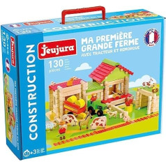 Jeujura J8237 My First Big Farm, Tractor & Trailer, 130 Pieces, Colourful