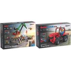 fischertechnik 536618 Advanced Universal Starter Construction Kit, Experiment Box with Winch & 544617 Tractor - Construction Toy - 3 Agricultural Models on Tractor