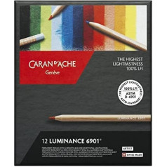 Caran d'Ache 6901.712 Luminance 12 pildspalvas, komplektā pa 12