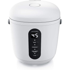 Arendo - Rice Cooker - 300 Watt - with Measuring Cup and Rice Spoon - 2 Cooking Programmes - Timer - Keep Warm Function - LED Indicator - Coated on Both Sides - Dishwasher Safe - Mini Small 0.8L -