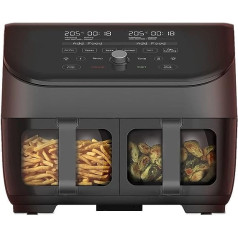 Instant Vortex Plus Double Basket with ClearCook – 7.6L Digital Hot Air Fryer, Black, 8-in-1 Smart Programmes – Frying, Baking, Roasting, Grilling, Dehydrating, Warming, XL Capacity, 1700W