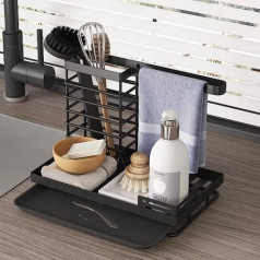 COVAODQ Sink Caddy Organizer, Sink Caddy Organizer, Sink Caddy Organizer, Virtuves auduma turētājs, Izlietnes organizētājs, Virtuves vannas istabai (melns)