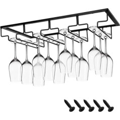 anshuke Wine Glass Holder, Metal Wine Glass Holder Shelf Hanging Wine Glass Rack with 4 Rows Holds 8-12 Wine Glasses for Family Restaurant Hotel Bar