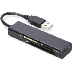 Ednet 4 portu usb 2.0 ātrgaitas karšu lasītājs (kompaktā zibspuldze, sd, micro sd / sdhc, atmiņas karte), melns