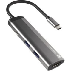 Natec Fowler Slim USB-C PD vairāku portu dokstacija, 2x USB 3.0, HDMI 4K