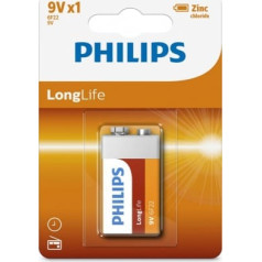 Philips Akumulators 6f22 9v longlif e (1 gab. blisteris)