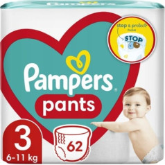 Pampers autiņbiksītes 6-11kg, izmērs 3-midi, 62gab