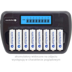 Everactive AAA/AA Processor Charger, 8 Fully Independent Channels, Charging, Refreshing, 12V Adapter Included NC-800