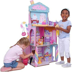 KidKraft 20242 Candy Castle koka leļļu namiņš 3 līmeņu rotaļu komplekts 30 cm/12 collu lellēm bērniem