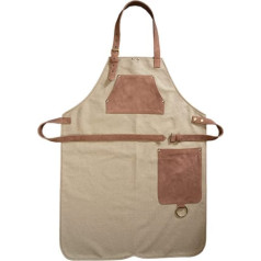 Angus Stoke Hayden Cooking Apron Made of High Quality Canvas Cloth & Genuine Leather - Variable BBQ Apron with Leather Strap - Apron for Kitchen, BBQ & Barista