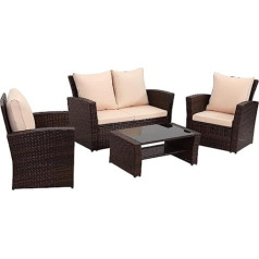 Kamco Direct Brown Rattan 4 Seater Garden Furniture Set