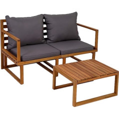 greemotion Dijon Balcony Furniture Set Made From 100% FSC® Acacia Wood, Balcony Set With Table And Two Chairs, Garden Furniture Set Including Seat Cushions