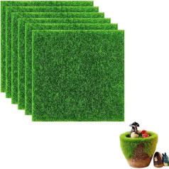 Artificial Grass Miniature Garden, Miniature Garden Decoration, 6 Pieces Artificial Moss Miniature, Artificial Grass, Miniature Moss, Artificial Moss Decoration for Indoor and Outdoor Use, Micro Landscape, Miniature Garden Decoration (15 x 15 cm)