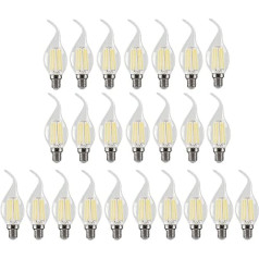 ZYUJIA 24 Packs E14 4W LED Light Bulb (Equivalent to 40W) 400LM Non-Dimmable C35 LED Candle Bulb, 6500K Cool White Vintage Bulb, Energy Saving Lamps, 360° Beam Angle