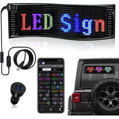 DIYOYOTM LED displeja panelis, 37,2 x 9,2 cm LED displejs, programmējams, LED gaitas teksts, personalizēta gaismas zīme, gaismas zīme automašīnai, kravas automašīnai, teksts, grafiti, viedā lietotne, Bluetooth USB 5 V