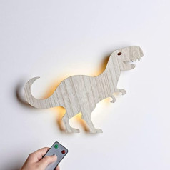 Lights4fun Koka T-Rex LED nakts gaismas sienas gaisma ar tālvadības pulti un taimeri