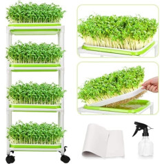 WADEO Seed Sprouter Tray Germination Bowl Sprouts for Sprouts Seed Sprouter Tray BPA-Free with 4-Layer Plastic Shelf Soil-Free Germination Box for Garden/Home