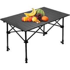 Night Cat Camping Table Folding Table Side Table with Aluminium Table Top for Portable Outdoor Folding Table Adjustable Height 50-95 cm for Camping Fishing Garden 75 kg